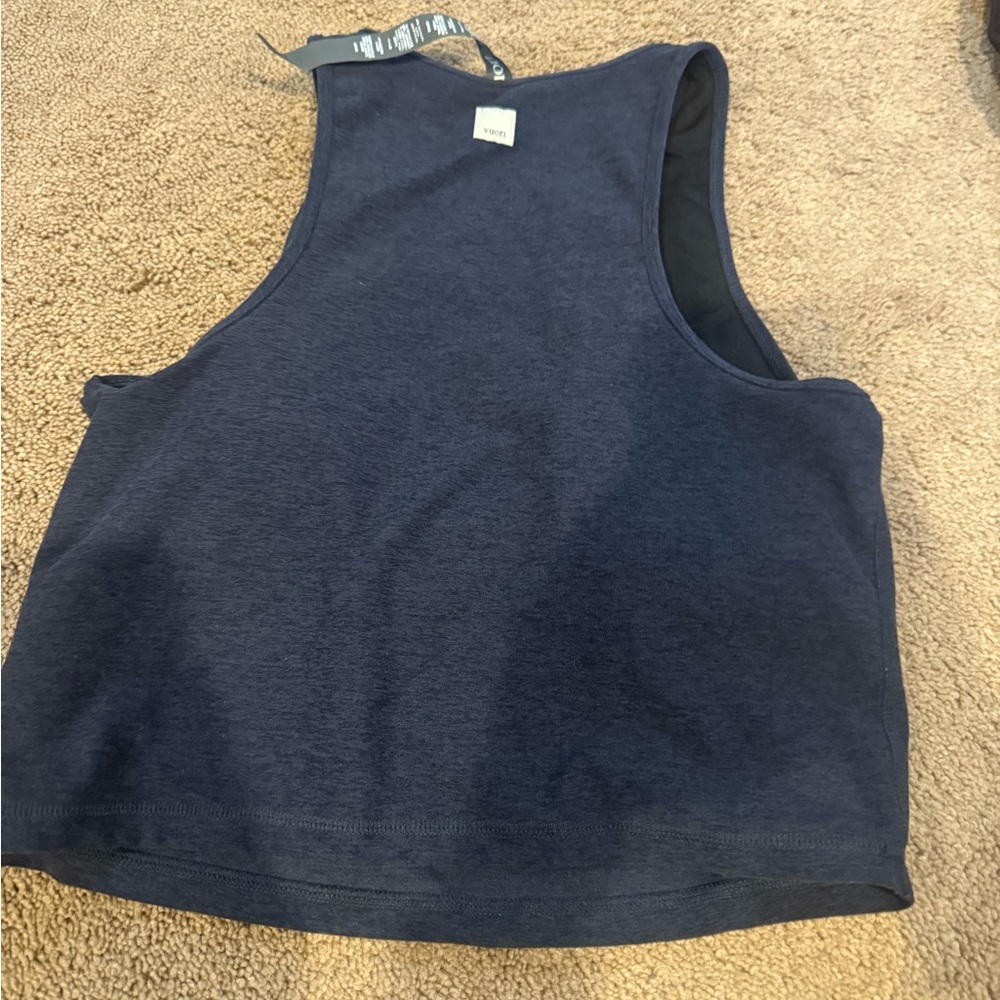 Vuori Pose Plyo Navy Blue Crop Tank Top